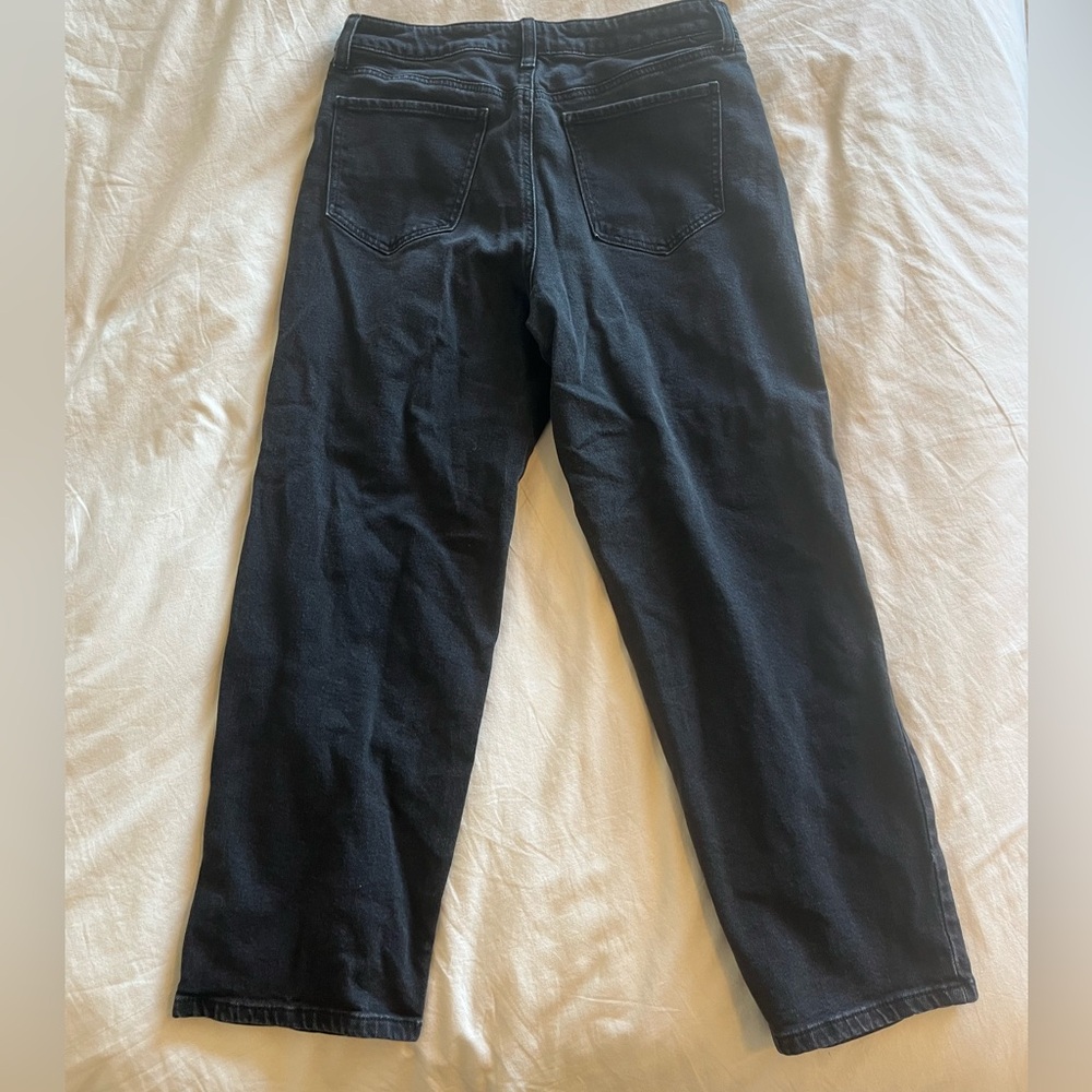 SO brand, junior size 13 high rise straight jeans, black and ripped